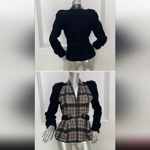 Nanette Lepore Plaid Textured Women's Jacket Black Brown Size 4